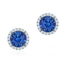 18ct White Gold 0.14ct Diamond & Sapphire Rosée Du Matin Earrings