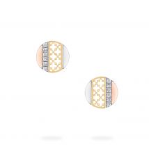 Dare to Dream 18ct Tri-Gold 0.12cttw Diamond Circle Earrings