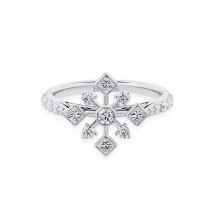 18ct White Gold 0.76ct Diamond Snowflake Ring - Size P.5