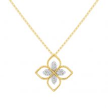 Princess Flower 18ct Bi-Colour Gold 0.18cttw Diamond Pendant