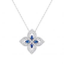 Exclusive 18ct White Gold Venetian Princess 0.26ct Diamond & Sapphire 45cm Pendant