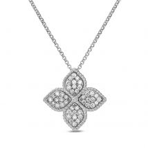 Princess Flower 18ct White Gold Diamond 0.45ct 45cm Pendant