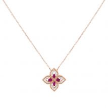 Exclusive Venetian Princess 18ct Rose Gold 0.27ct Diamond & Ruby Pendant Necklace