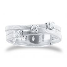 18ct White Gold Goa Collection Three Strand Diamond & Pave Ring - Ring Size M