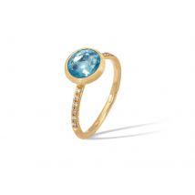 18ct Yellow Gold Jaipur Colour Collection Diamond & Blue Topaz Stacking Ring - Ring Size O