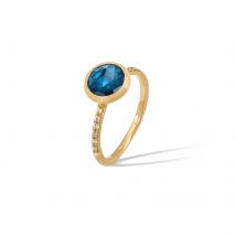 18ct Yellow Gold Jaipur Colour Collection Diamond & London Blue Topaz Stacking Ring - Ring Size M
