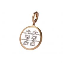 Double Happiness Charm Pendant In 18ct Yellow Gold With Diamonds