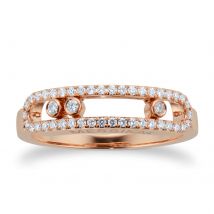 Move Uno Pave Set Diamond Ring In 18ct Rose Gold - Ring Size N