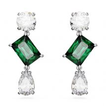 Mesmera Green & White Mixed Cut Drop Earrings