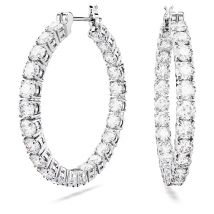 Matrix Rhodium Plated Cubic Zirconia Stone Hoop Earrings