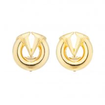 Exclusive Susan Caplan Vintage Valentino Gold Plated Sculpted Logo Earrings