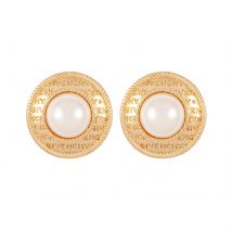 Exclusive Vintage Yellow Gold Plated Givenchy Synthetic Pearl Earrings