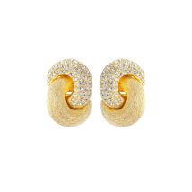 Exclusive Vintage Yellow Gold Plated Dior Love Knot Crystal Earrings