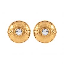 Vintage Yellow Gold Plated Chanel CC Logo Earrings
