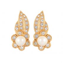 Vintage Yellow Gold Plated Christian Dior Floral Earrings