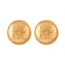 Vintage Givenchy Yellow Gold Plated Sculpted Logo Earrings