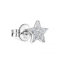 18ct White Gold 7mm Invisable Set 0.19ct Diamond Star Single Traditional Stud Earring