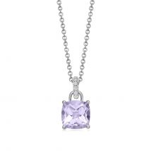 Kiki Cushion 18ct White Gold Lavender Amethyst Pendant With 0.10cttw Diamond
