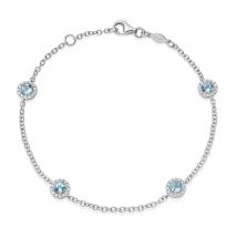 18ct White Gold 0.21ct Diamond & Blue Topaz Bracelet