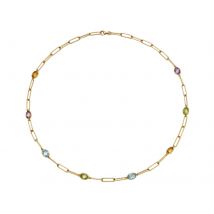 18ct Yellow Gold Multi Gemstone Chain Necklace