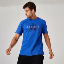 Domyos - T-shirt Fitness Manches Courtes Droit Col Rond Coton Homme - 500 Bleu Outremer - 44 / L - 44 / L - Homme