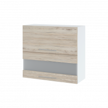 Meuble haut de cuisine Bellissi Noyer Blanchi 2 portes relevables avec vitre opaque L 90 cm