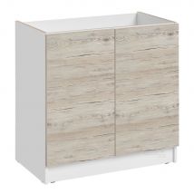 Meuble sous-évier Eco Noyer Blanchi 2 portes L 80 cm