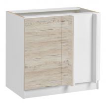 Meuble d'angle bas Eco Noyer blanchi 1 porte, L 105 cm