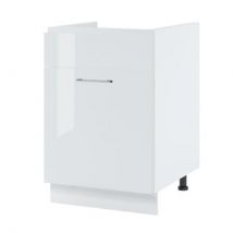 Meuble sous-évier Bellissi Blanc Brillant 1 porte coulissante L 60 cm Porte avec poignée apparente - Cuisineandcie