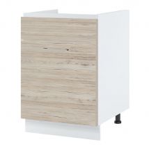 Meuble sous-évier Bellissi Noyer Blanchi 1 porte coulissante L 80 cm