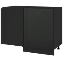 Meuble d'angle bas Lovia Noir Mat 1 porte L 110 cm Porte avec poignée apparente - Cuisineandcie