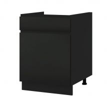 Meuble sous-évier Lovia noir Mat 1 porte coulissante L 80 cm