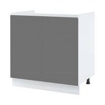 Meuble sous-évier Lovia Gris Mat 2 portes L 80 cm