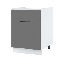 Meuble sous-évier Lovia Gris Mat 1 porte coulissante L 80 cm