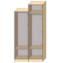 Dressing Armadio - Armoire penderie L 40 cm - Porte décor Béton naturel Blanc 2137 mm Avec lattes de bois noir - Cuisineandcie