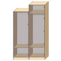 Dressing Armadio - Armoire penderie L 50 cm - Porte Gris mat Epicéa 2357 mm Avec lattes de bois finition or - Cuisineandcie
