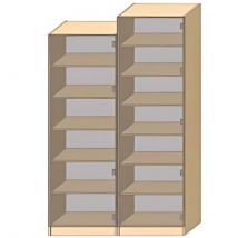 Dressing Armadio - Armoire avec étagères L 60 cm - Porte Gris mat Blanc 2137 mm Avec lattes de bois finition or - Cuisineandcie