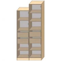 Dressing Armadio - Armoire avec étagères et 2 tiroirs L 40 cm - Porte décor bois Epicéa Blanc 2357 mm Avec lattes de bois blanche - Cuisineandcie