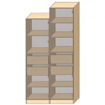 Dressing Armadio - Armoire avec étagères et 2 tiroirs L 50 cm - Porte décor bois Chêne brut