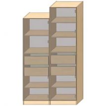 Dressing Armadio - Armoire avec étagères et 2 tiroirs L 60 cm - Porte Blanc laqué Blanc 2137 mm Avec lattes de bois - Cuisineandcie