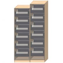 Dressing Armadio - Armoire avec tiroirs éclairés L 50 cm - Porte décor Béton naturel Epicéa 2357 mm Avec lattes de bois finition or - Cuisineandcie