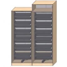 Dressing Armadio - Armoire à chaussures L 80 cm - Porte décor bois Chêne brut Gris 2137 mm Avec lattes de bois noir - Cuisineandcie