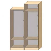 Dressing Armadio - Armoire penderie L 60 cm - Porte Gris mat Blanc 2357 mm Avec lattes de bois - Cuisineandcie