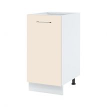 Meuble bas de cuisine Lovia Vanille Mat 1 porte L 40 cm Porte avec poignée apparente Gris Noire - Cuisineandcie