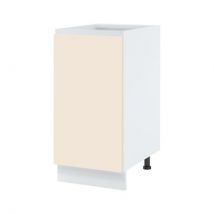 Meuble bas de cuisine Lovia Vanille Mat 1 porte L 40 cm Porte avec poignée intégrée Noir Alu - Cuisineandcie