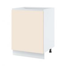 Meuble îlot de cuisine Lovia Vanille Mat 1 porte L 60 cm Porte avec poignée intégrée Blanc Alu - Cuisineandcie