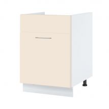 Meuble sous-évier Lovia Vanille Mat 1 porte coulissante L 80 cm