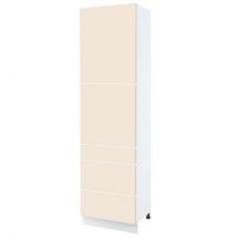 Colonne de cuisine Lovia Vanille Mat 2 portes 3 tiroirs L 60 cm Porte avec poignée intégrée Gris Noire - Cuisineandcie