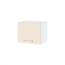 Meuble haut SLIM de cuisine Lovia Vanille Mat 1 porte relevable L 45 cm Blanc Porte avec poignée alu - Cuisineandcie