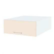 Meuble haut grande profondeur de cuisine Lovia Vanille Mat 1 porte relevable L 90 cm Noir Porte avec poignée noire - Cuisineandcie